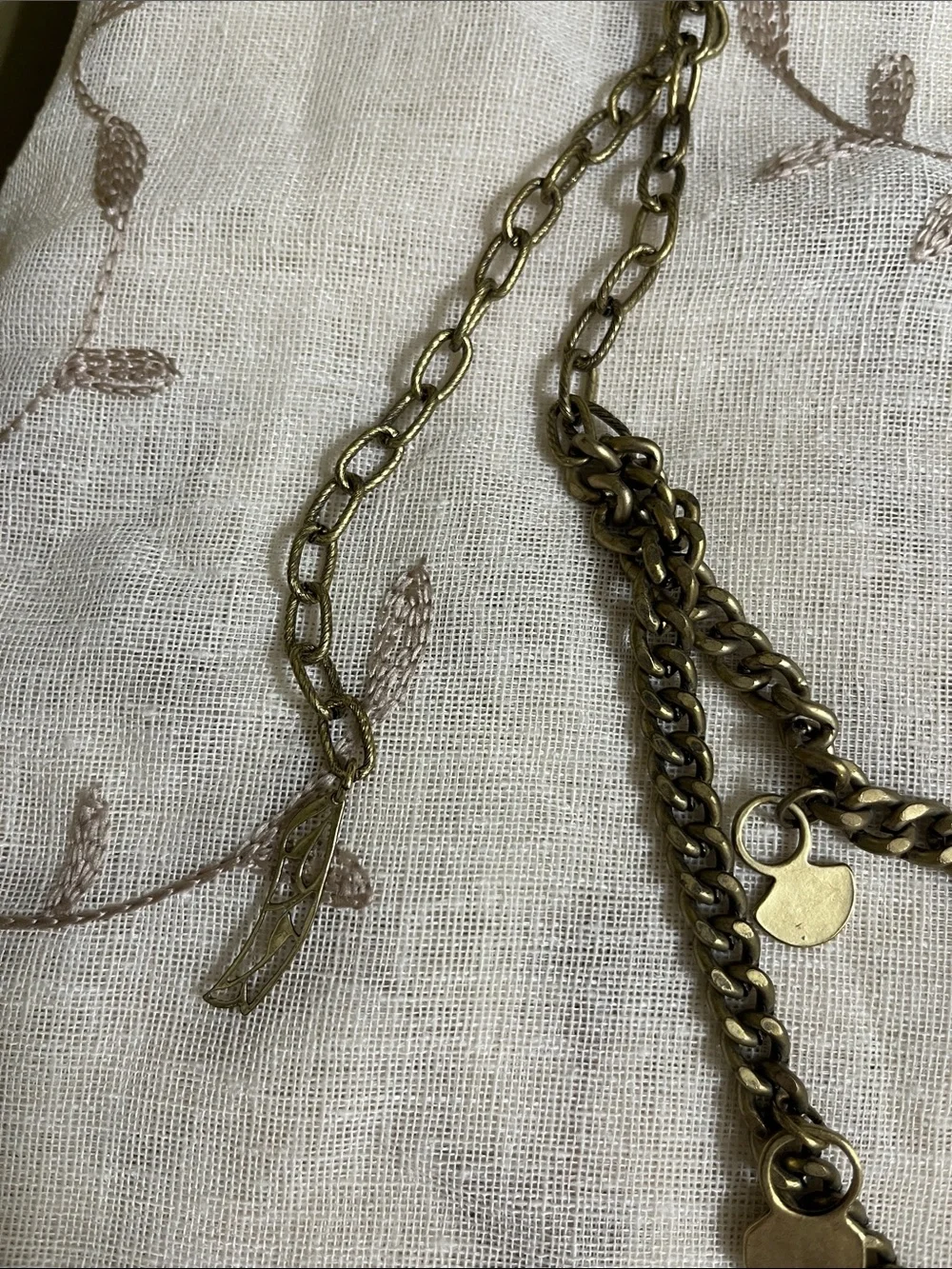Free People Antiqued Gold Multi-Charms Chain Belt